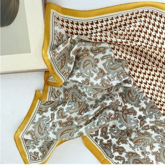 Paisley and Checkered Silky Scarf - Picture 3 of 5